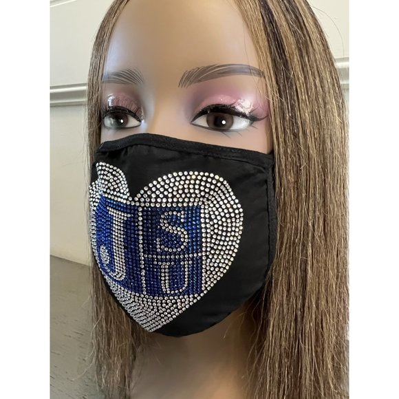 Jackson State University Bling Face Mask Heart - Picture 11 of 12